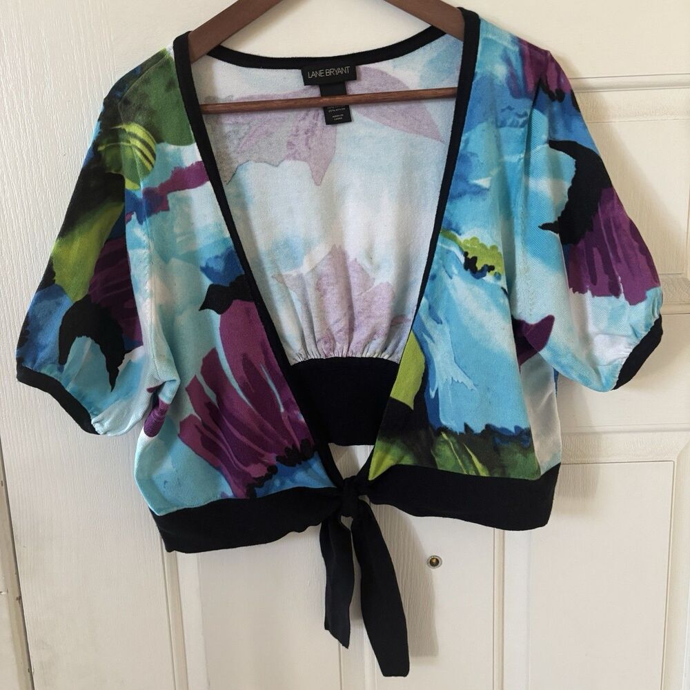 Lane Bryant Womens Cardigan 18/20 Tropical Lightweight Open Shrug Coverup‎ Boho - Picture 2 of 9